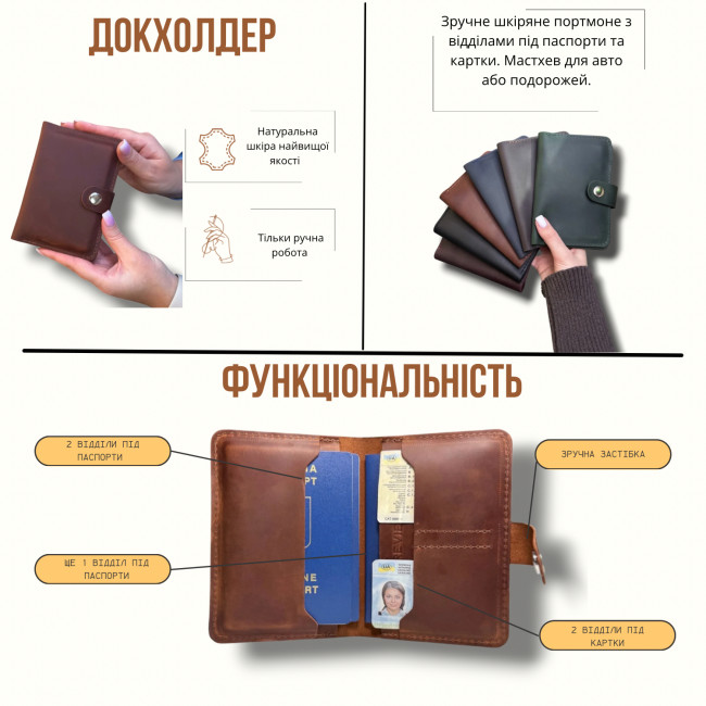 Докхолдер портмоне для документів (крейзі) Марсала