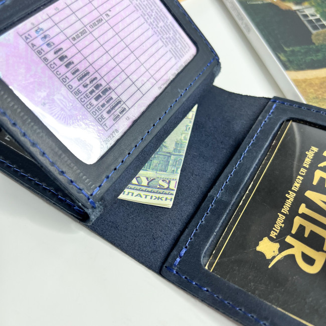 Автопортмоне на 4 вік із заст (крейзі) Синій