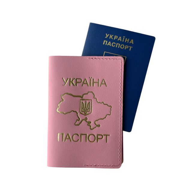 Обкладинка на паспорт (кайзер) Рожевий із золотим тисненням стандарт