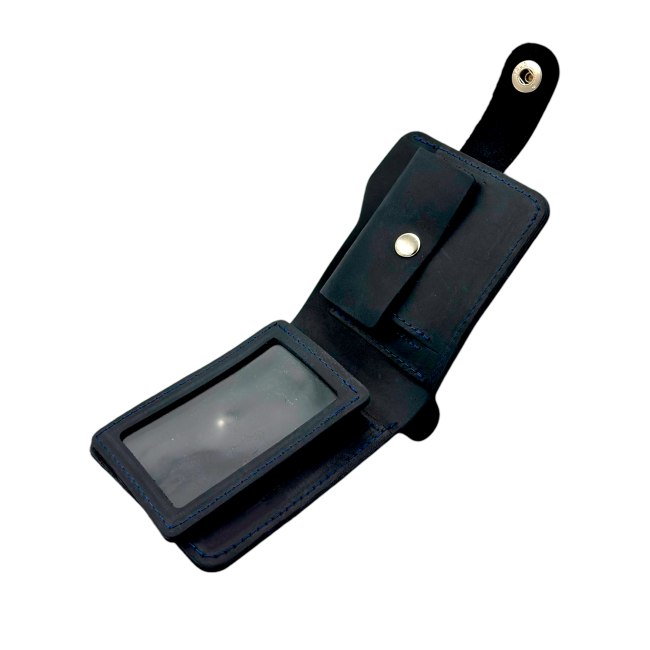 Маленький гаманець з 1 відділом та прозорим віконцем (крейзі) синій