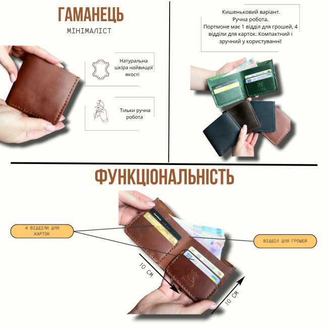 Маленький гаманець мінімаліст (крейзі) чорний