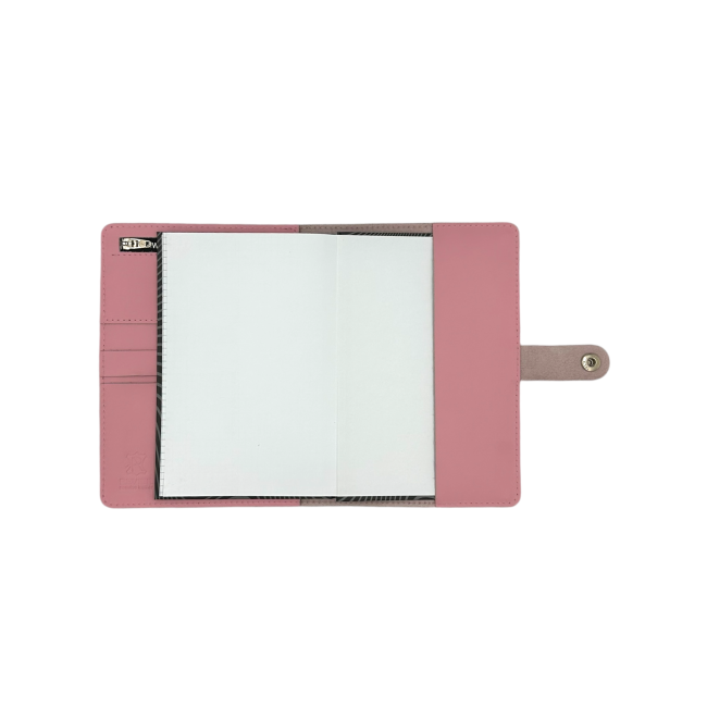 Шкіряний блокнот під телефон формат А5 (кнопка) (кайзер) рожевий