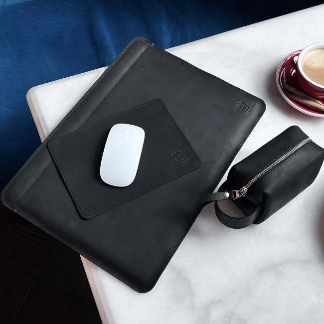Шкіряний чохол стандарт для MacBook (крейзи) Чорний Шкіряний чохол стандарт для MacBook (крейзи) Чорний