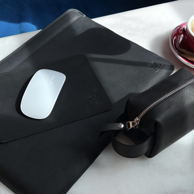 Шкіряний чохол стандарт для MacBook (крейзи) Чорний Шкіряний чохол стандарт для MacBook (крейзи) Чорний