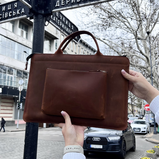 Шкіряна сумка для MacBook (крейзи) Коньячний Шкіряна сумка для MacBook (крейзи) Коньячний