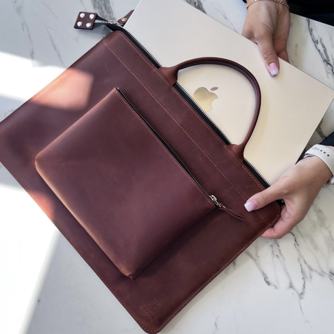 Шкіряна сумка для MacBook (крейзи) Коньячний Шкіряна сумка для MacBook (крейзи) Коньячний