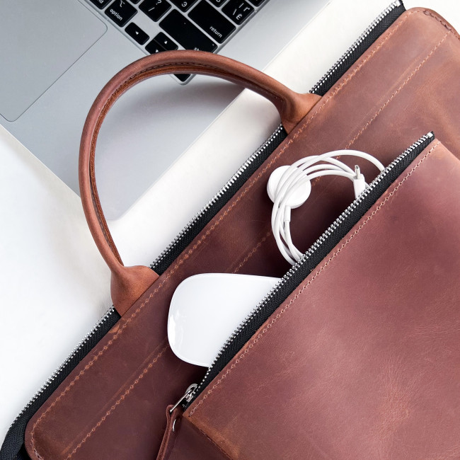Шкіряна сумка для MacBook (крейзи) Коньячний Шкіряна сумка для MacBook (крейзи) Коньячний