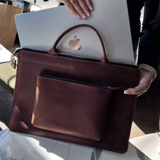 Шкіряна сумка для MacBook (крейзи) Коньячний Шкіряна сумка для MacBook (крейзи) Коньячний