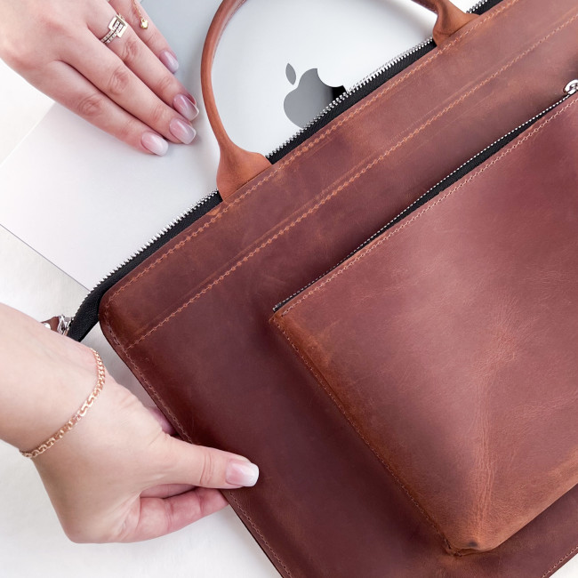 Шкіряна сумка для MacBook (крейзи) Коньячний Шкіряна сумка для MacBook (крейзи) Коньячний