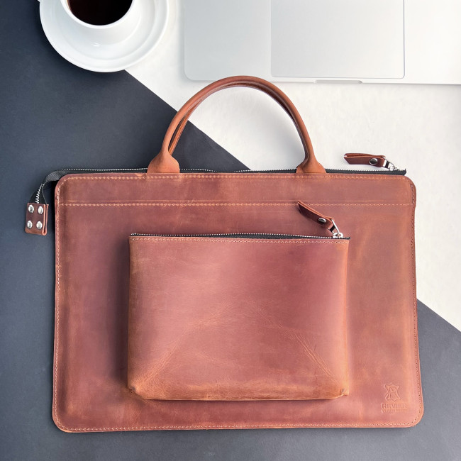 Шкіряна сумка для MacBook (крейзи) Коньячний Шкіряна сумка для MacBook (крейзи) Коньячний