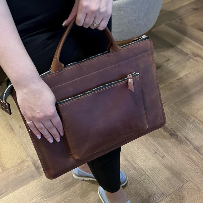 Шкіряна сумка для MacBook (крейзи) Коньячний Шкіряна сумка для MacBook (крейзи) Коньячний