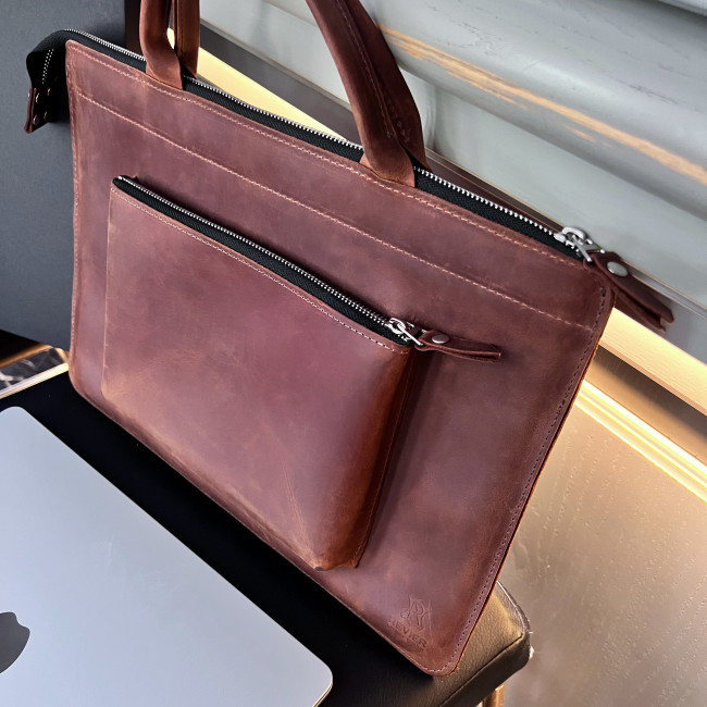 Шкіряна сумка для MacBook (крейзи) Коньячний Шкіряна сумка для MacBook (крейзи) Коньячний