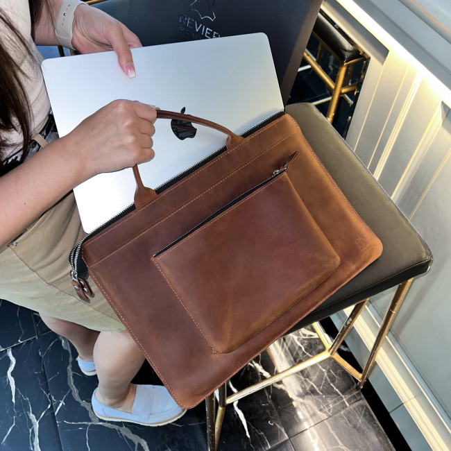 Шкіряна сумка для MacBook (крейзи) Коньячний Шкіряна сумка для MacBook (крейзи) Коньячний