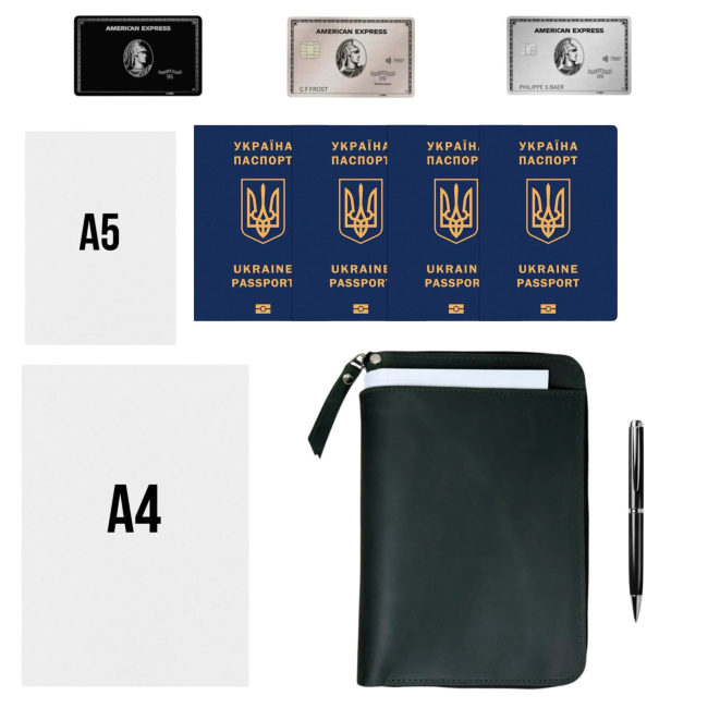 Папка для документів A5 шкіра (крейзі) хакі