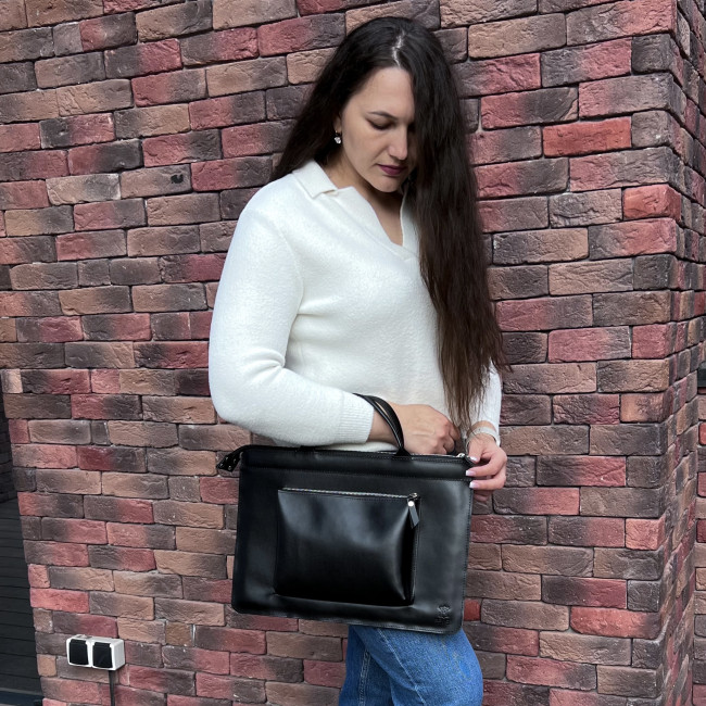 Шкіряна сумка для MacBook (кайзер) Чорний Шкіряна сумка для MacBook (кайзер) Чорний