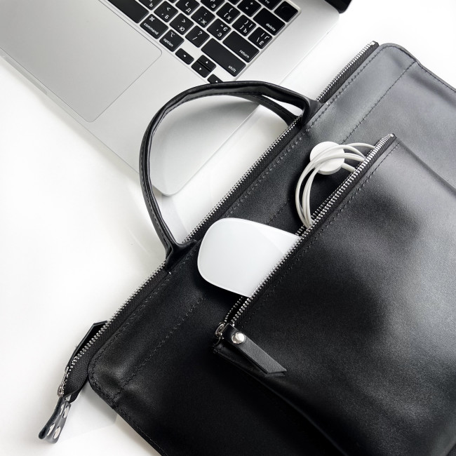 Шкіряна сумка для MacBook (кайзер) Чорний Шкіряна сумка для MacBook (кайзер) Чорний