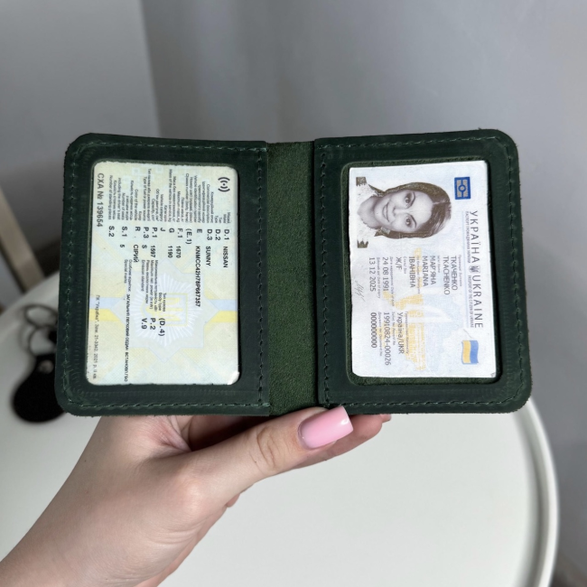 Автопортмоне на 2 вік. (крейзі) Хакі 