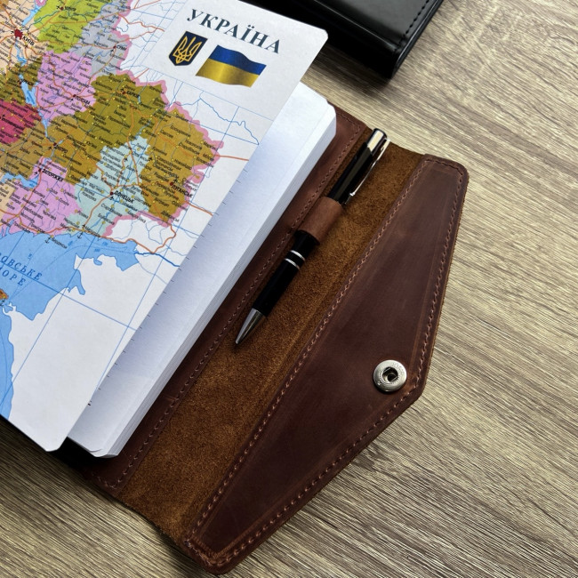 Шкіряний блокнот ручної роботи А5 (трикутник) (крейзі) Коньячний