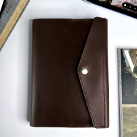 Шкіряний блокнот ручної роботи А5 (трикутник) (кайзер) Шоколад