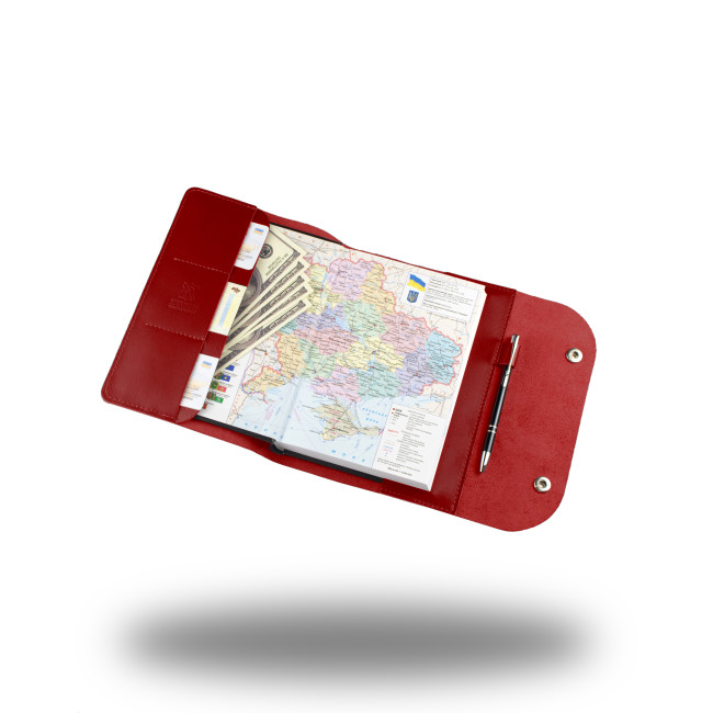 Шкіряний блокнот ручної роботи А5 (на 2 кнопках) (кайзер) Червоний